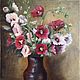 Oil painting still life of Hollyhocks with raspberries rustic. Pictures. Ирина Димчева. Online shopping on My Livemaster.  Фото №2