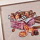 Cross stitch painting still life Orange cookies Cinnamon. Pictures. sweet-home11. My Livemaster. Фото №4