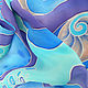Batik scarf Waves silk crepe de Chine 100% hand painted. Scarves. Silk Batik Watercolor ..VikoBatik... My Livemaster. Фото №5