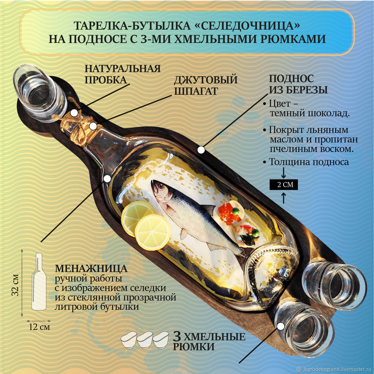 Селедочница на подносе и три хмельные рюмки в интернет-магазине на Ярмарке  Мастеров | Кухонные наборы, Тольятти - доставка по России. Товар продан.