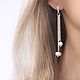 Серьги Леди асимметричные длинные с жемчугом. Серьги классические. Елена Волкова Украшения LovelyStones. Интернет-магазин Ярмарка Мастеров.  Фото №2