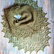 Аксессуары handmade. Livemaster - original item Bactus woolen knitted shawl mini green apple scarf. Handmade.