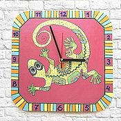 Для дома и интерьера handmade. Livemaster - original item Lizard Clock Wall Hand Painted. Handmade.