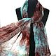 Scarf turquoise with brown fabric cotton with silk. Scarves. Silk scarves gift for Womans. My Livemaster. Фото №5
