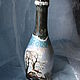New year decoupage on a bottle, Covers for tableware, Moscow,  Фото №1