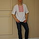 Linen slavic shirt with wide cross-stich embroidery. Shirts. Russkij magazin. Интернет-магазин Ярмарка Мастеров.  Фото №2