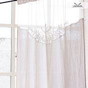 Для дома и интерьера handmade. Livemaster - original item Flora linen curtains with transparent insert and embroidery. Handmade.