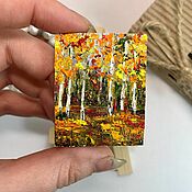 Картины и панно handmade. Livemaster - original item Copy of Copy of Fall Painting Original Art Birch Tree Small Wall Art Autumn Forest. Handmade.
