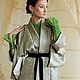 Светло-зелёное кимоно, 100% шелк ринзу, из Японии. Халаты. Винтажные кимоно из Японии. Интернет-магазин Ярмарка Мастеров.  Фото №2