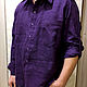 Мужская рубашка из льна с фиксатором длины рукава Темно-фиолетовая. Рубашки мужские. Alavi_Nature_Lux. Ярмарка Мастеров.  Фото №5