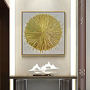Картины и панно handmade. Livemaster - original item Interior sun with gold. Golden sun textural painting. Handmade.