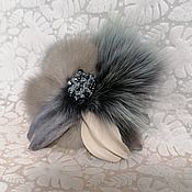 Winter women's mink hat. Knitted fur with braids