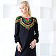 Black dress with bell Pavloposad scarf. Dresses. Valensia Atelier. My Livemaster. Фото №5