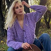 Одежда handmade. Livemaster - original item cardigans: Short cardigan for women with buttons lilac in stock. Handmade.