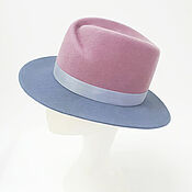 Аксессуары handmade. Livemaster - original item Two-tone Michelle hat. Grey-blue/pink. Handmade.