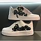 Кроссовки белые, кастом обуви Nike Air Force 1, kaws, ручная роспись, Кроссовки, Волжский,  Фото №1