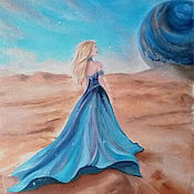 Картины и панно handmade. Livemaster - original item A girl on the Martian plain. Oil painting. Handmade.