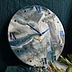 Часы настенные «голубой мрамор» из эпоксидной смолы. Часы классические. O.S. Epoxy | столы и часы из древесины и смолы. Ярмарка Мастеров.  Фото №6