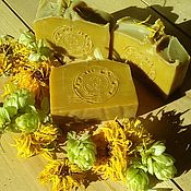 Косметика ручной работы handmade. Livemaster - original item Natural solid shampoo hop Cones Curry Leaves Calendula Silk. Handmade.
