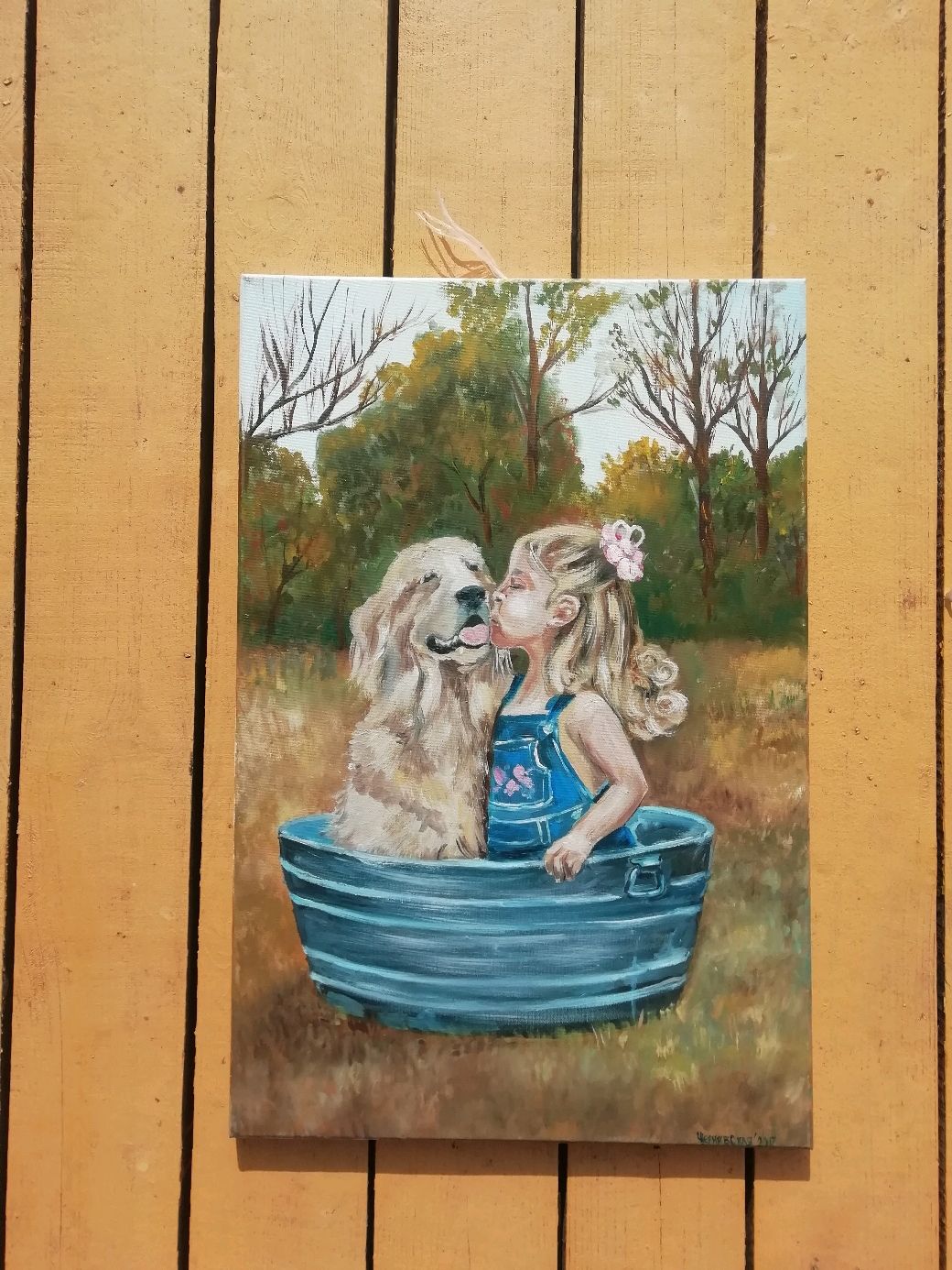 Картина маслом "девочка с собакой", Картины, Челябинск,  Фото №1