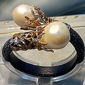 Украшения handmade. Livemaster - original item Baroc perl bracelet with pearls, stingray leather. Handmade.