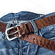 Red brown leather Belt for Women 1.3 inches wide, Straps, Ivanovo,  Фото №1