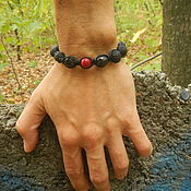 Украшения handmade. Livemaster - original item Braided Bracelet with Natural stones Red and Black. Handmade.