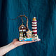 Морской островок с бордовым маяком и деревом, Домики, Москва,  Фото №1