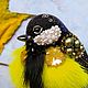 Заказать Брошь синица  Брошь синица с мехом. Sofi brooches. Ярмарка Мастеров. . Брошь-булавка Фото №3
