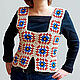 Trendy vest made of 'granny squares' Forget-me-not, Tops, St. Petersburg,  Фото №1