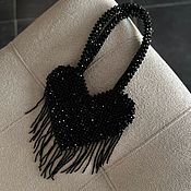 Сумки и аксессуары handmade. Livemaster - original item Black HEART Bag. Evening handbag made of beads. Handmade.