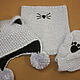 Set of 3 things: Hat with Ears Cat Snood Mittens with paws. Headwear Sets. Space Cat Knitting. My Livemaster. Фото №6
