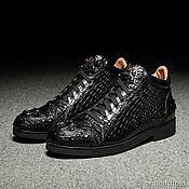 Обувь ручной работы handmade. Livemaster - original item High boots made of embossed crocodile leather, black color!. Handmade.