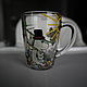 Mug glass with stained glass painting Moomin go to the beach, Mugs and cups, Moscow,  Фото №1