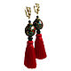 Earrings-Tassels Long YACHT SPLASH Jewelry Red Black, Tassel earrings, Nizhny Novgorod,  Фото №1