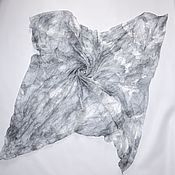 Аксессуары handmade. Livemaster - original item Silk handkerchief large 114 cm gray square thin large batik. Handmade.