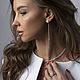 Серьги-пусеты с розовым кварцем и цепочками. Серьги-пусеты. Beadsbrand. Интернет-магазин Ярмарка Мастеров.  Фото №2
