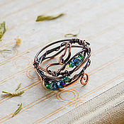 Украшения handmade. Livemaster - original item Copper ring with green hematite Elf ring Twigs Nature. Handmade.