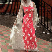 Одежда handmade. Livemaster - original item long lace dress with a train 