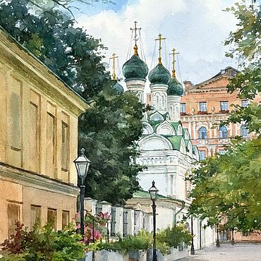 Картины и панно ручной работы. Ярмарка Мастеров - ручная работа Москва. Черниговский переулок 39х29см акварель. Handmade.