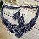 Set of necklace and earrings blue lace, Necklace, St. Petersburg,  Фото №1