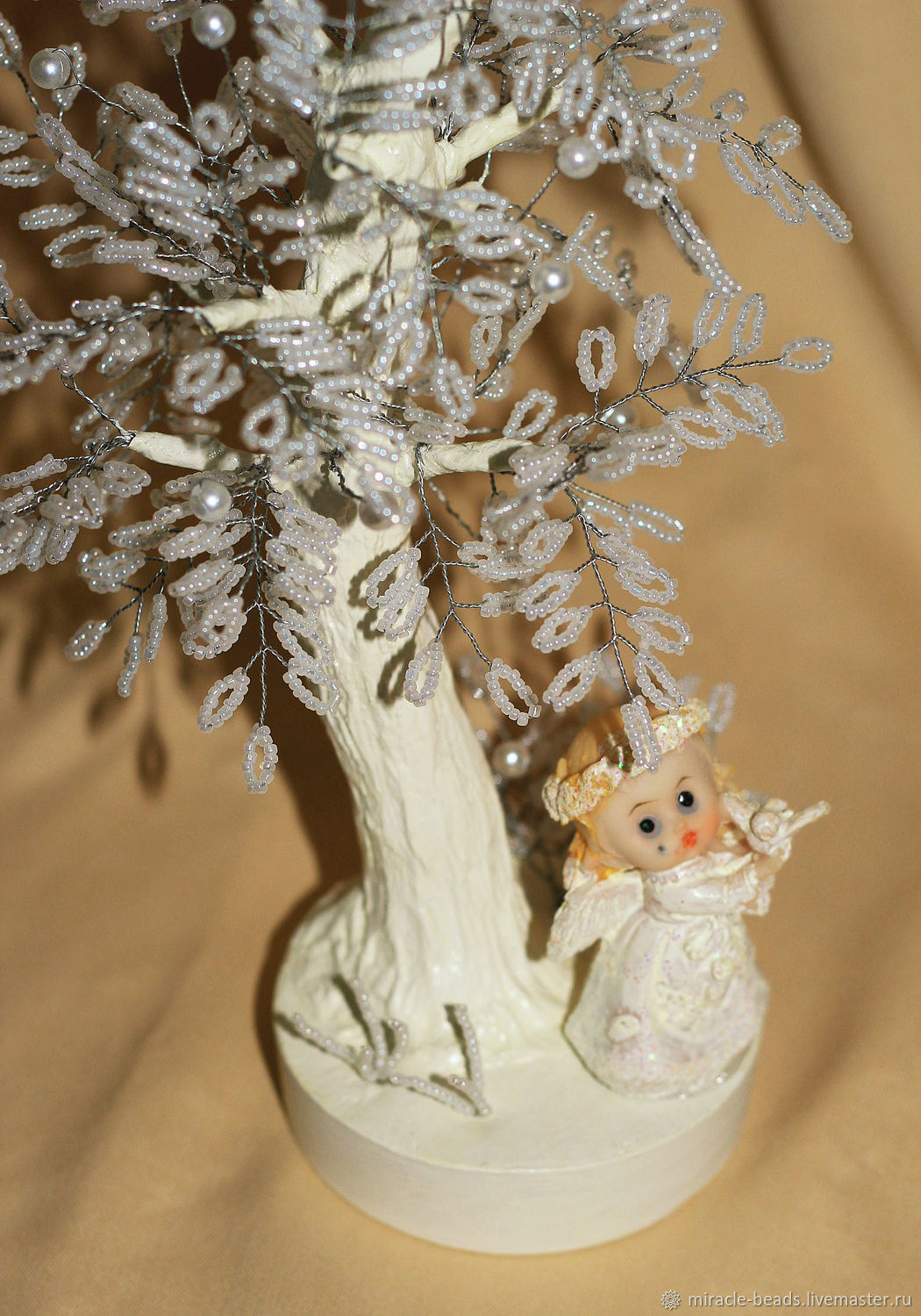 Дерево из бисера с ангелочком "Рай" купить на Ярмарке