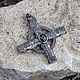 Silver cross with runes and black sapphire. Pendant. Unusual Gemstone Jewelry. My Livemaster. Фото №5