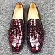 Loafers for men, with tassels, crocodile skin, Burgundy color, Loafers, St. Petersburg,  Фото №1