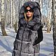Vest fur black brown (silver) Fox hooded, Vests, Omsk,  Фото №1