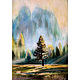 Картина Дерево пейзаж с горами масляная пастель, Картины, Москва,  Фото №1