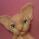 felt toy: pink cat Cornish Rex Eva. Felted Toy. Vintage Teddys House. My Livemaster. Фото №5