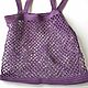 Bag-string bag, hand-knitted from cotton, purple. String bag. vyacheslavovna-2. Online shopping on My Livemaster.  Фото №2