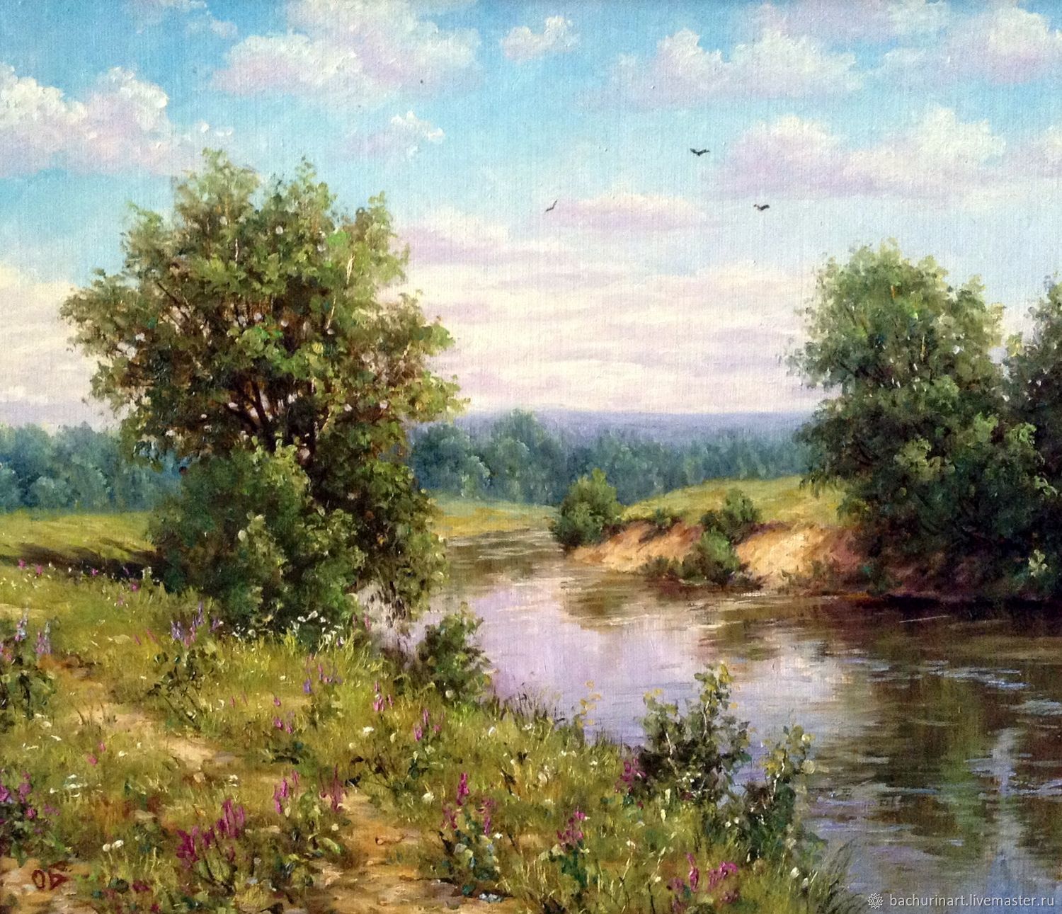 Летний день у реки в интернет-магазине Ярмарка Мастеров по цене 6000 ...