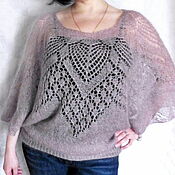 Одежда handmade. Livemaster - original item Fishnet blouse mohair knitting hollow-out blouse, poncho. Handmade.
